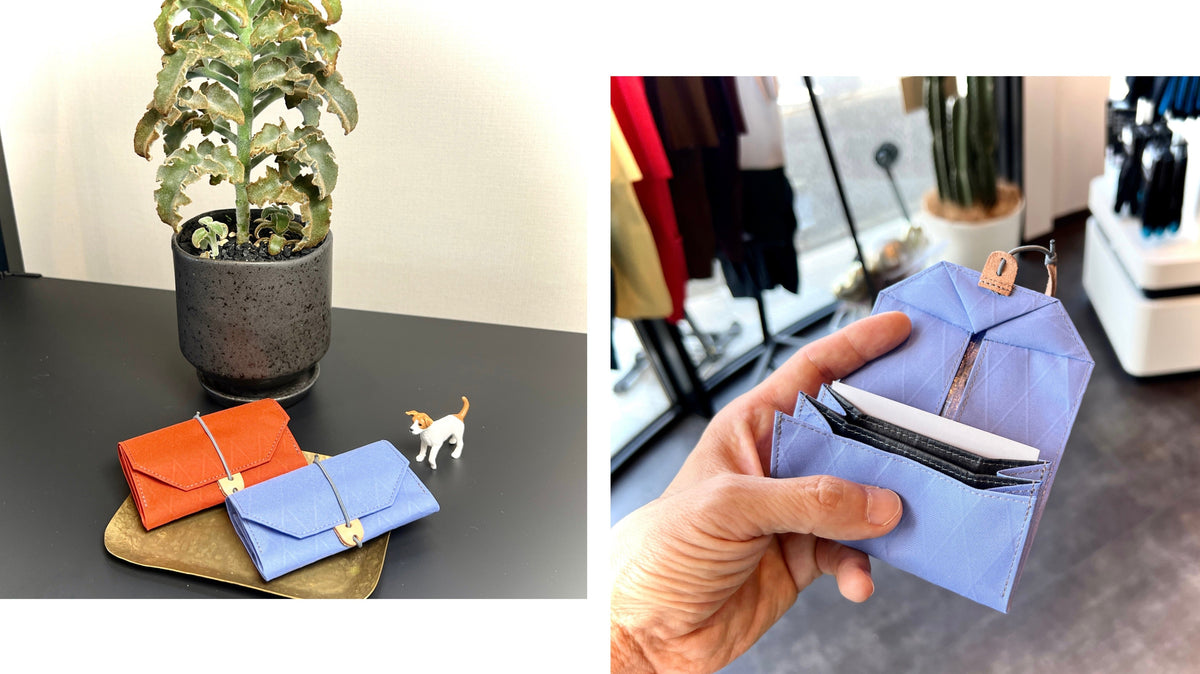 当店でロングセラーのミニ財布「WALTZ DX」に新色追加。lavender と terracotta が仲間入りです。