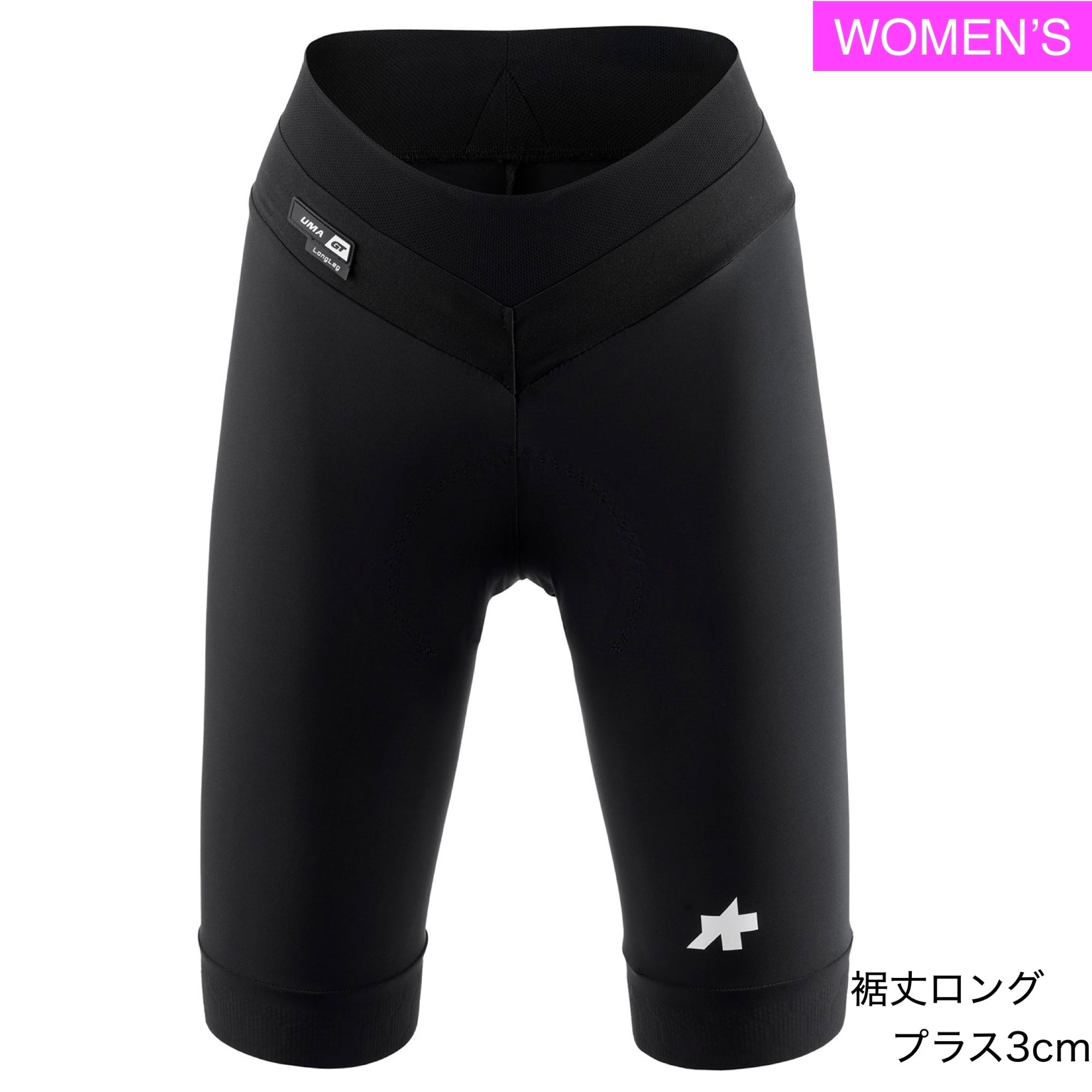 UMA GT HALF SHORTS S11 ロング丈 black（標準グレード /レディース ビブ無しショーツ / 裾丈3cmプラス / パッド厚12mm）